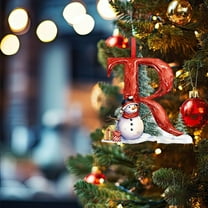 26 Letters Acrylic Christmas Tree Decoration Pendant, Personalized DIY Hanging Ornament, Random Color Ribbon For Hanging, Clear Transparent Design, Perfect For Custom Festive Tree Decor, 3.9in, R