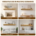 thumbnail image 3 of Resenkos 60" Rustic Fireplace Mantel, Handcrafted Wood Floating Shelf with Invisible Brackets, Wall Mounted for Living Room Decor, Natural Wood and Caramel, 3 of 7