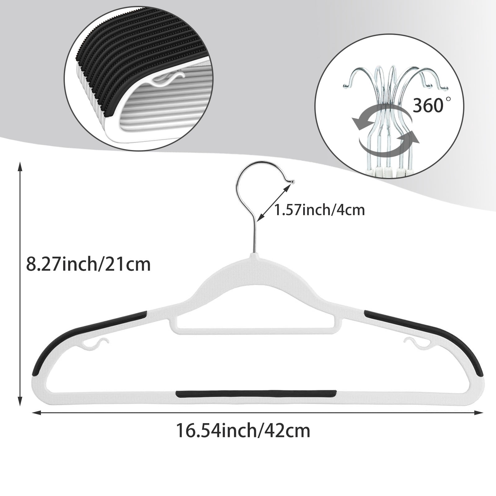EasyPAG 30-Pack Premium Plastic Suit Clothes Hangers, Black
