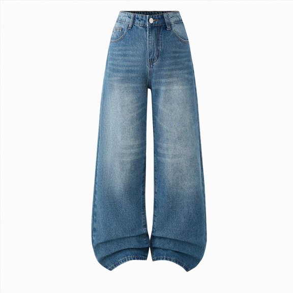NOLDARES Girls Jeans Baggy Wide Leg Jeans for Kids Cute Denim Pants | Loose Fit, Elastic High Waisted, Trendy Y2K Streetwear(L117-Blue)