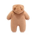 thumbnail image 3 of Tiweut Girls Leisure Rompers Newborn Infant Baby Snowsuit Winter Coat Long Sleeve Solid Bear Warm Fleece Hooded Thick Outfits Jumpsuits for Girl 9-12 M, 3 of 8