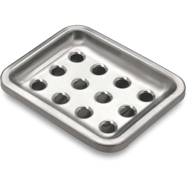 Large Stainless Steel Soap Tray - Metal Soap Holder with Drain Tray - Bathroom Shower, Kitchen Sink