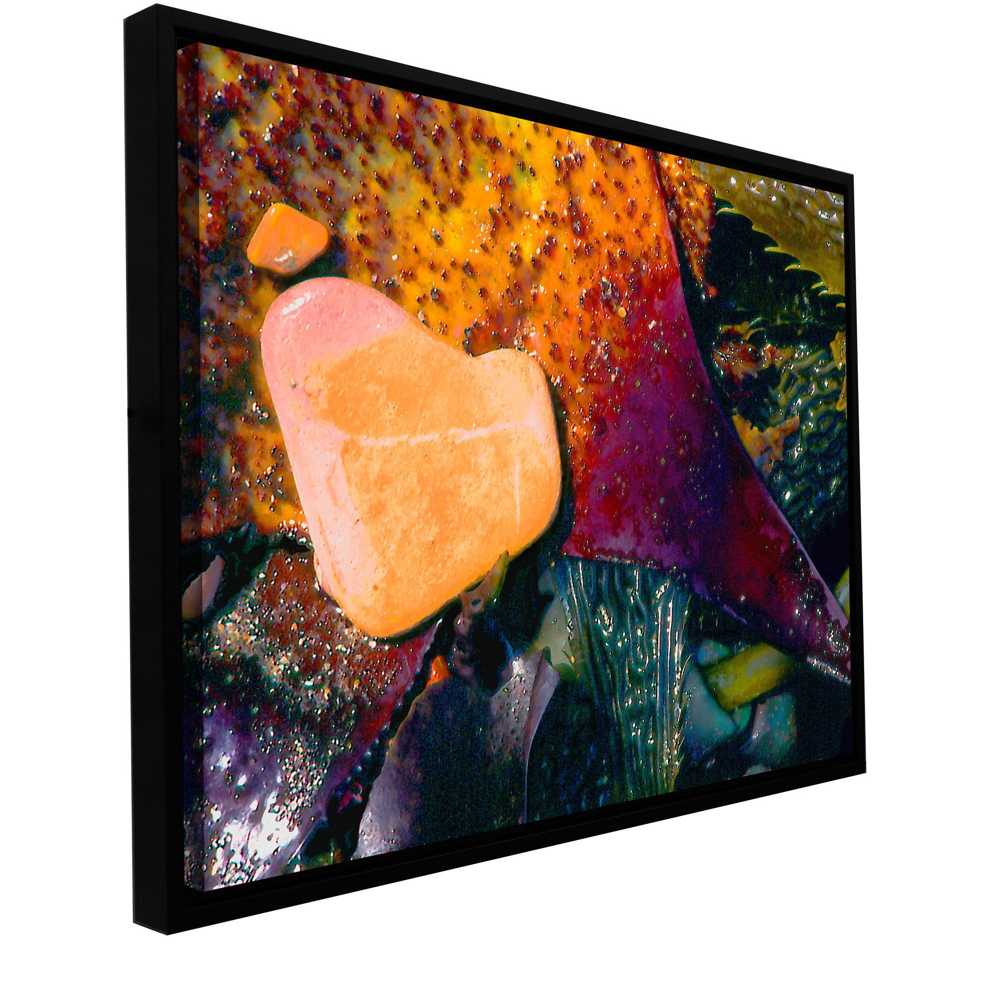 ArtWall Dean Uhlinger "Pebbles On Kelp" Floater Framed Gallery-Wrapped Canvas
