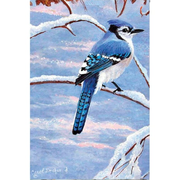 Premier Illuminated Garden Flag - Winter Blue Jay