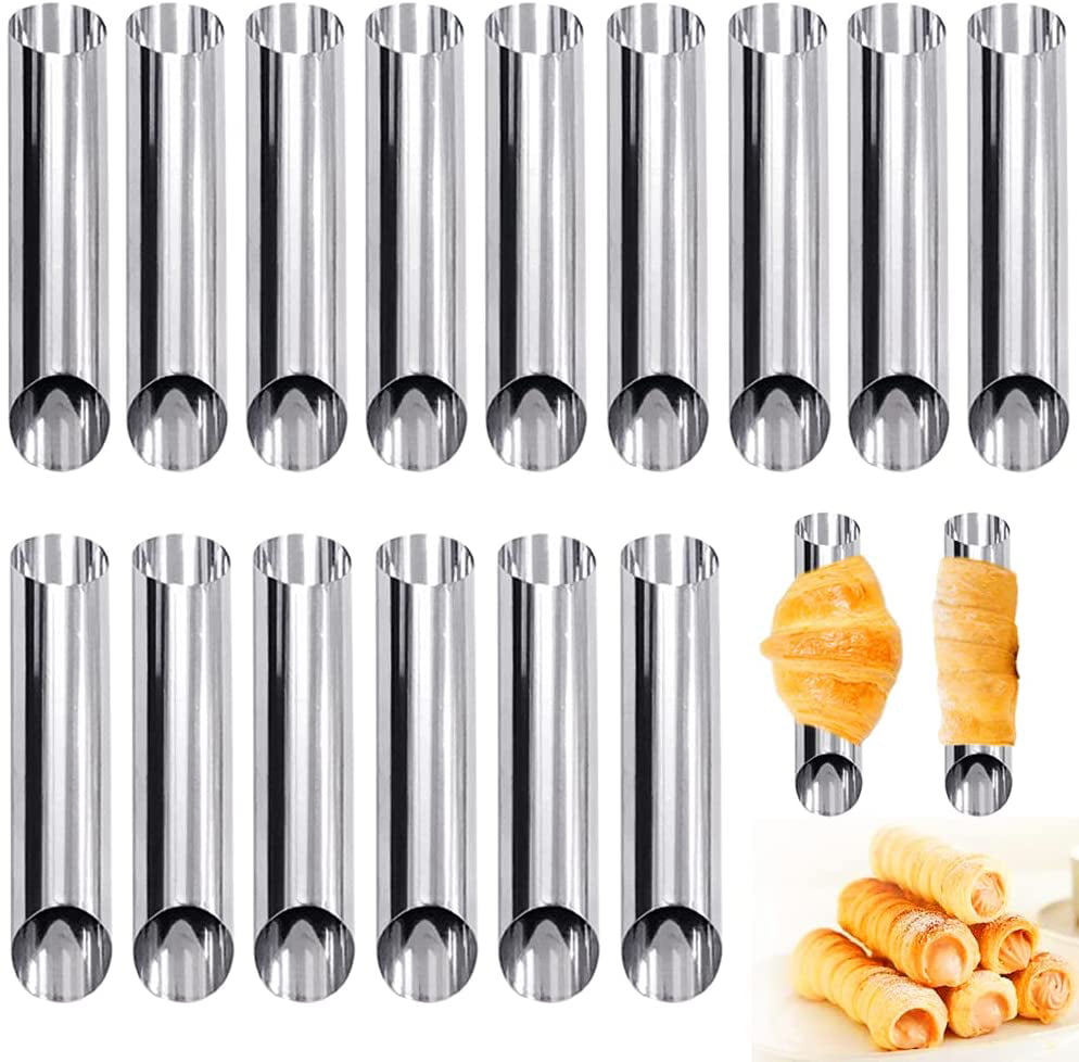 12 Pack Stainless Steel Non-Stick Cannoli Form Tubes Cream Roll Horn/Bread Molds