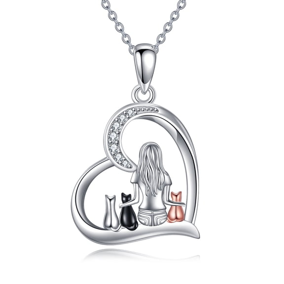 Cat Necklace Sterling Silver Ladies Jewelry Cat Jewelry Gift