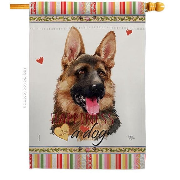 Breeze Decor H110190-BO 28 x 40 in. Dog German Shepherd Happiness Double-Sided Decorative Vertical House Flag