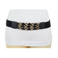 thumbnail image 1 of Women Black Stretch Belt Hip Waist Gold Metal XX Charm S M, 1 of 8