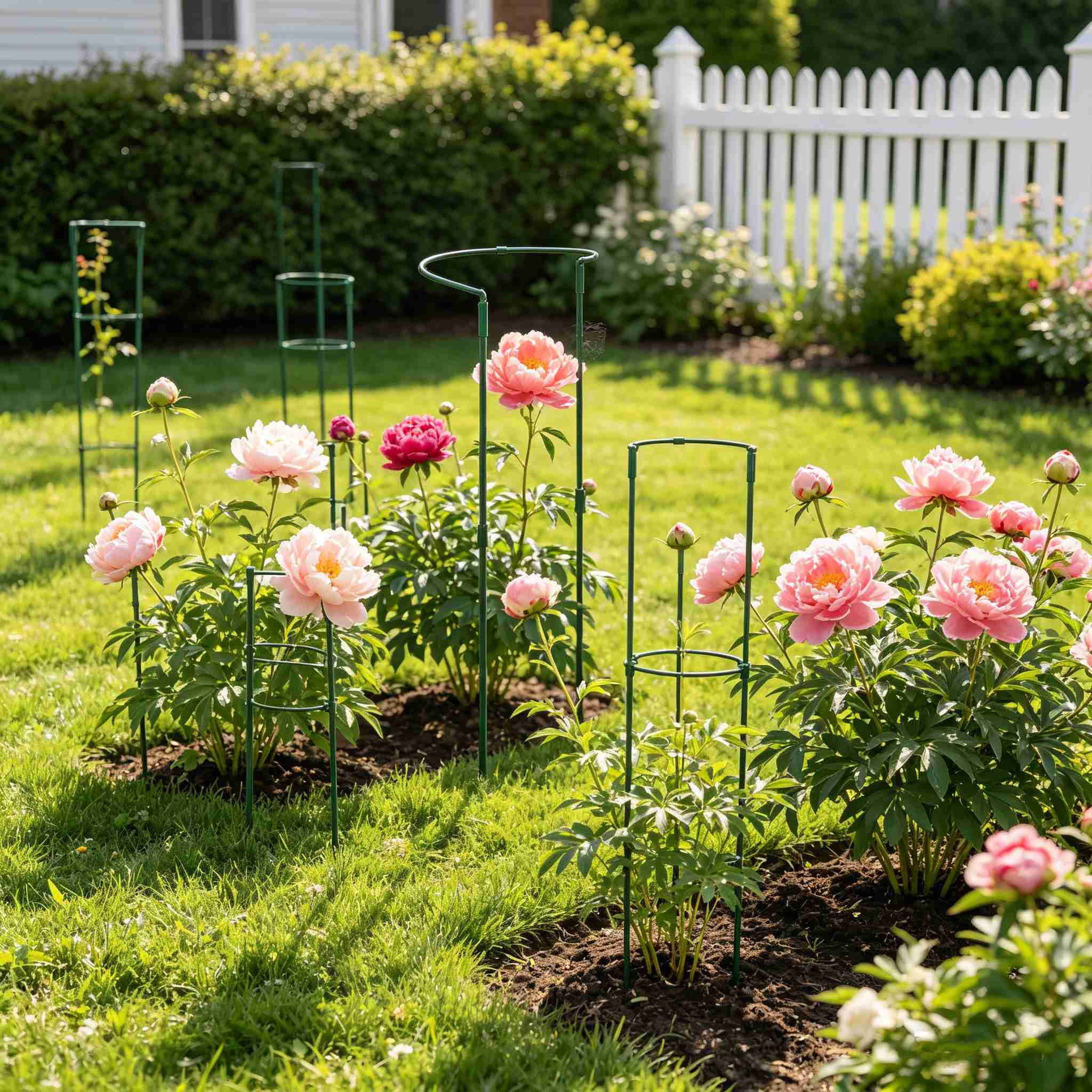 2Pcs Plant Stakes, Peony Cages and Supports, Garden Stakes Plant Support Cage, Plant Support Ring Border for Peony Tomato, Hydrangea, Flower Indoor Outdoor (23.62" W x 10" H)