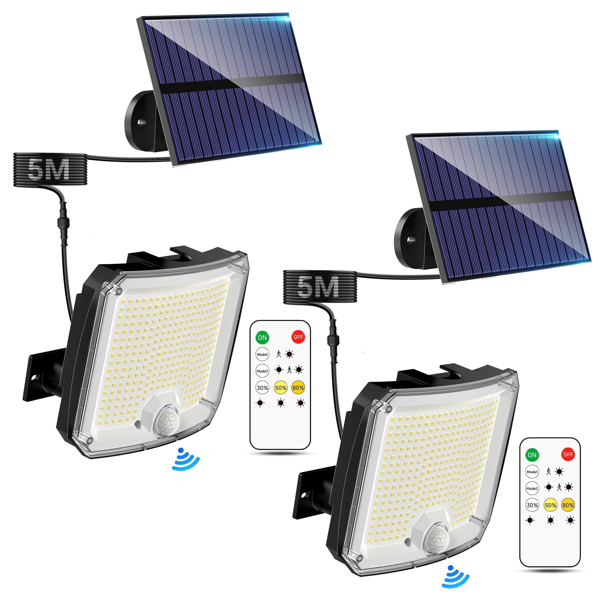 DAYBETTER Solar Lights Outdoor,318LED,5 Modes Split Motion Sensor Outdoor Lights with Remote Control,IP65 Waterproof,180°Wide Angle Outdoor Solar Lights for Yard,Patio,Garden,2 Pack