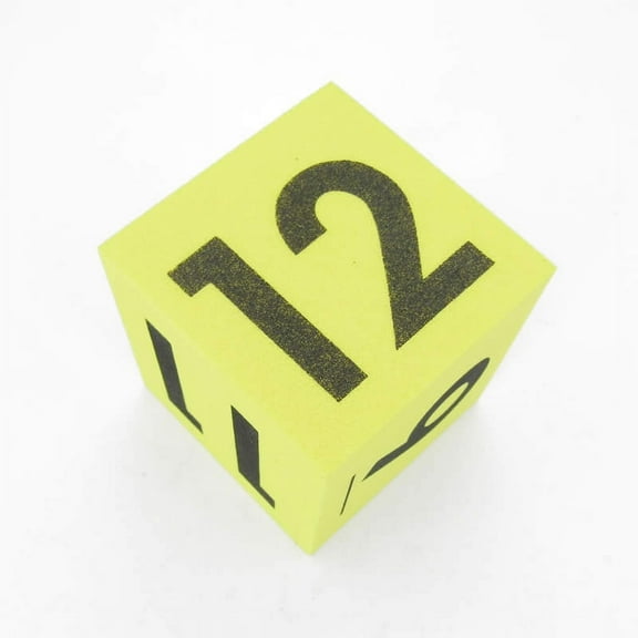 Yellow Opaque Foam Die with Black Numbers 7 to 12 D6 50mm (2in) Pack of 1 Die Koplow Games