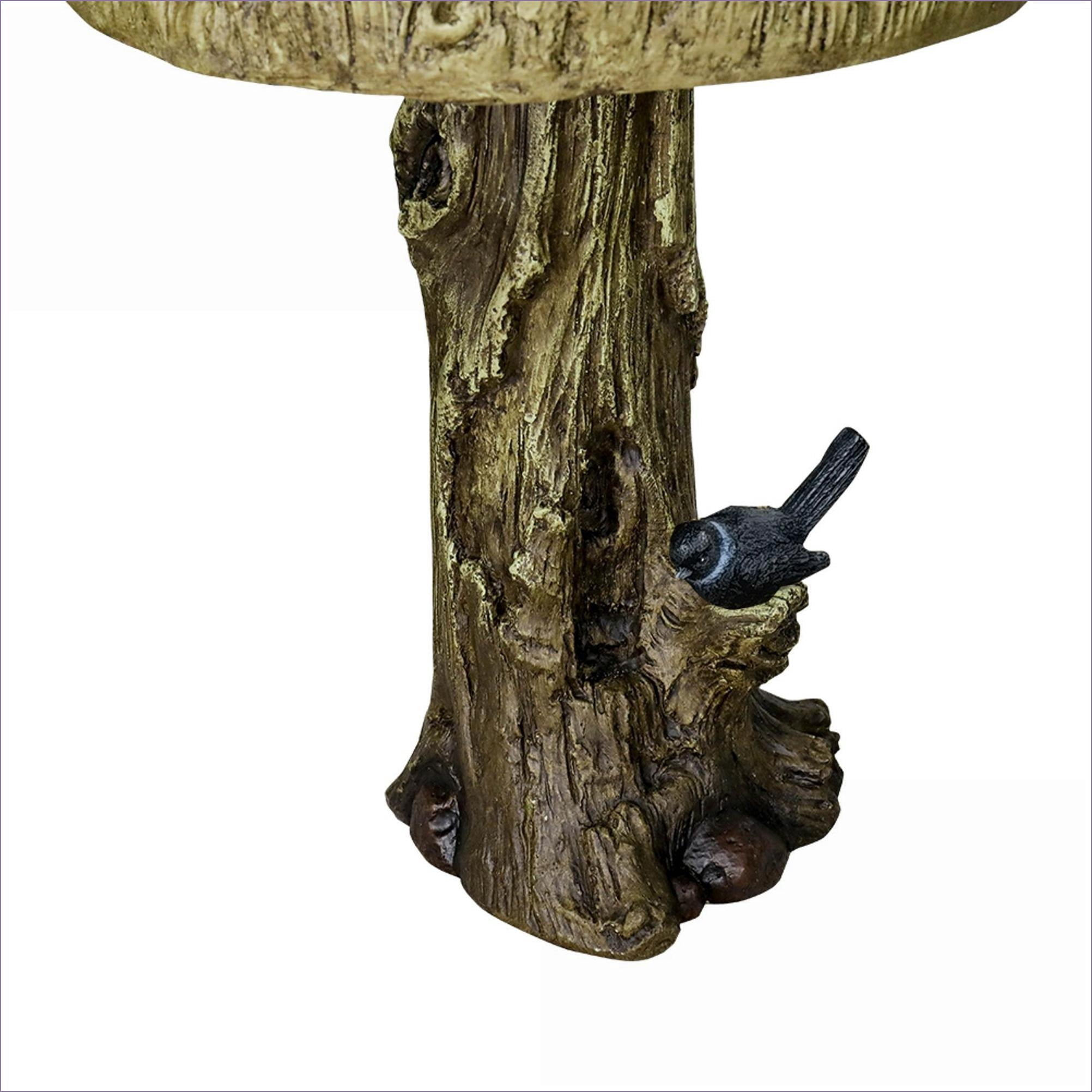 Bird Baths, 24.4" High Rustic Outdoor Bird Bath for Garden Patio Backyard | Concrete Cement | Tan Brown
