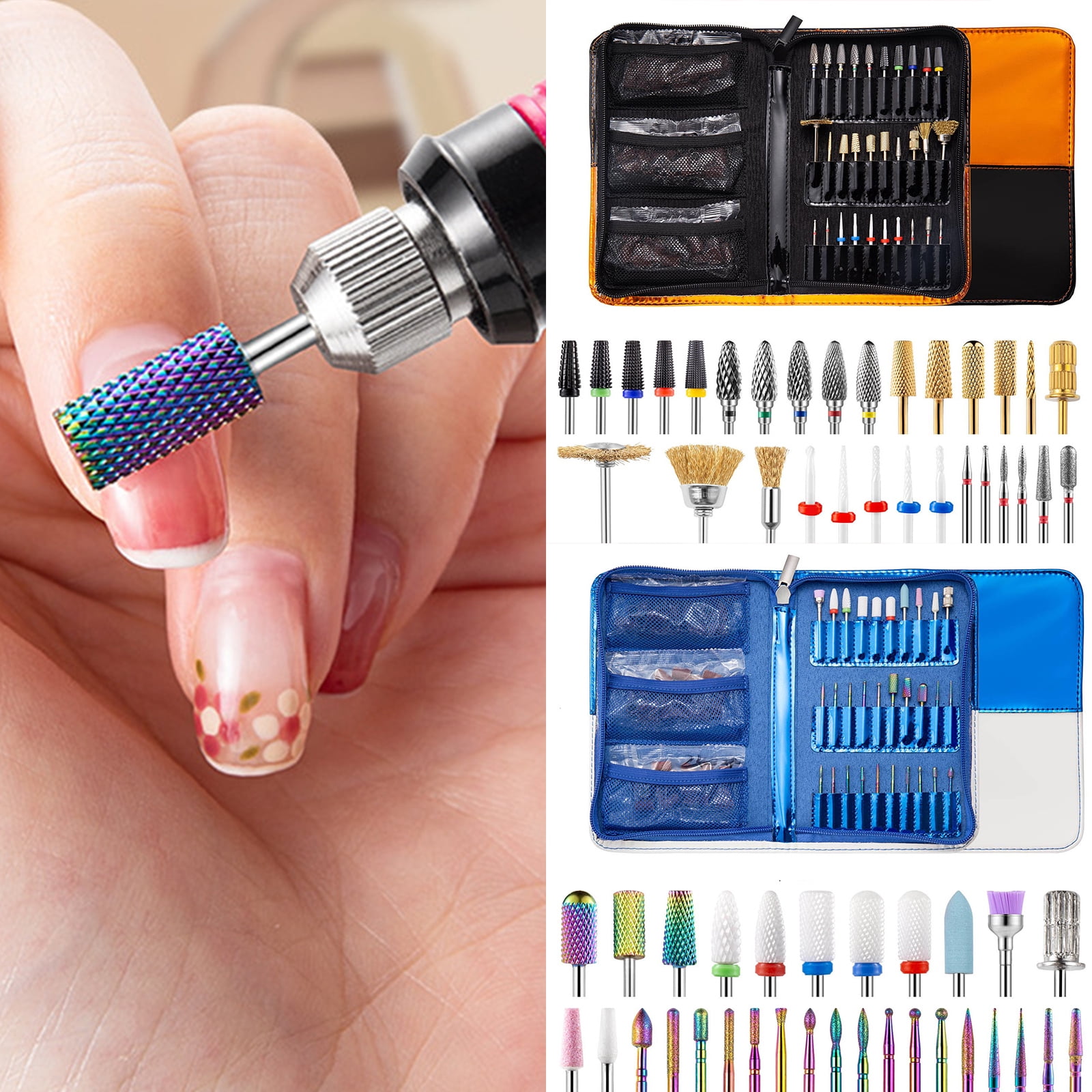 30Pcs Nail Drill Bits Set with Storage Bag, Diamond Cuticle Electric Nail File and Ceramic Acrylic Gel Nail Bits Kits