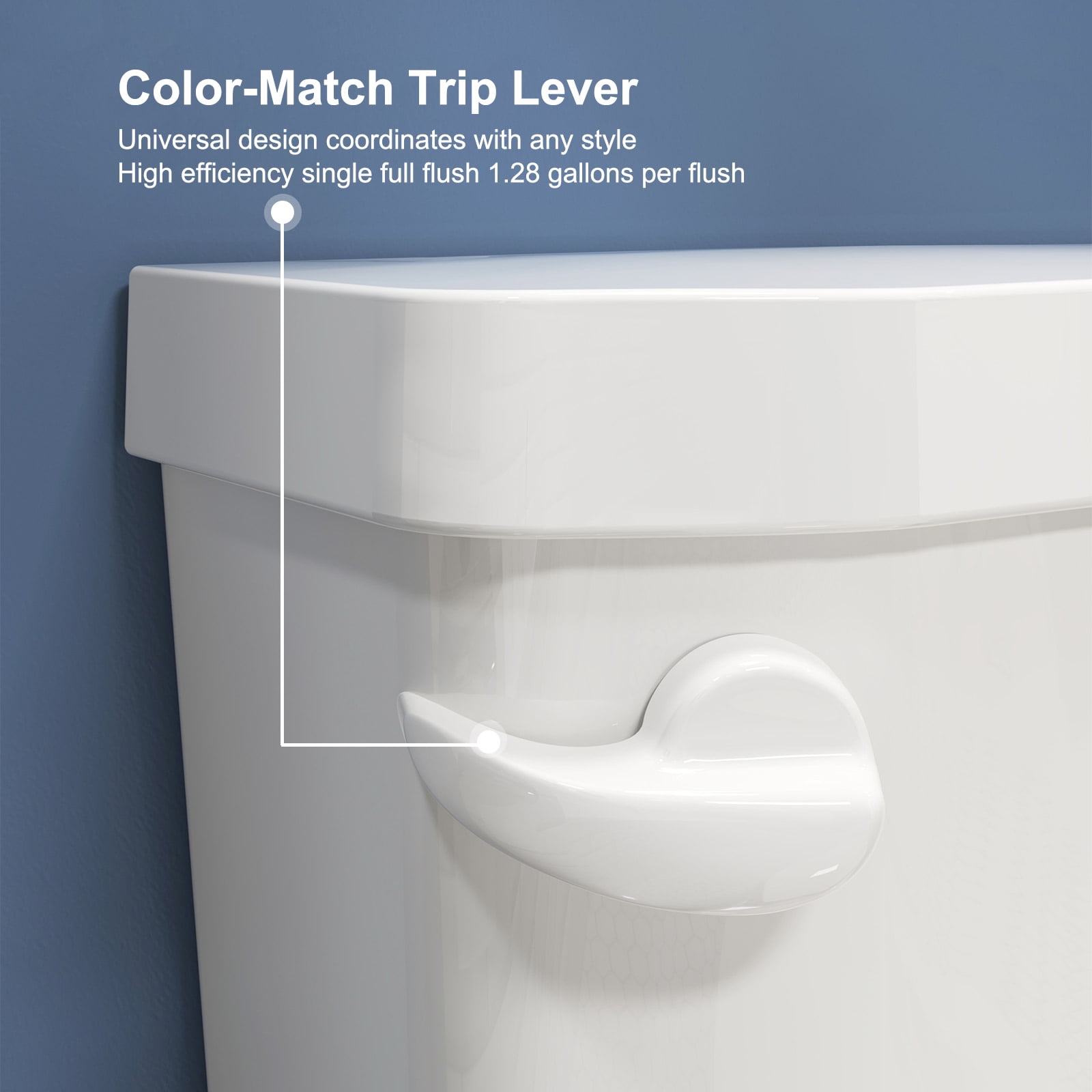 HOROW HWTT-E01S 1.28 GPF Elongated Ceramic Bathroom Toilet, Chair Height Floor Mounted Two-Piece