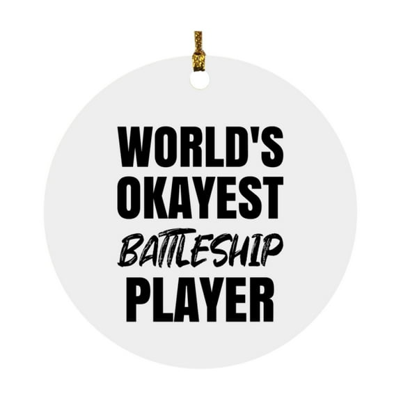Funny Board Game Gifts, World's Okayest Battleship Player, Mdf Circle Ornament Gift for Battleship Players