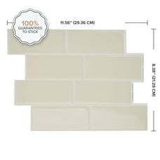 Smart Tiles Peel and Stick Backsplash, 5 Adhesive Tiles, Metro Beige, 11.55"x8.38"
