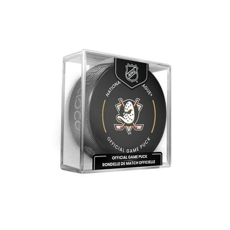 Ducks Official Game Hockey Puck with Holder