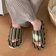 thumbnail image 6 of AUDeals Women Men Stripe Slippers Open Toe Cotton Linen Slide Sandals Soft Soled Lightweight Home Shoes Anti Slip Lounging (Blackish Green, 8), 6 of 7