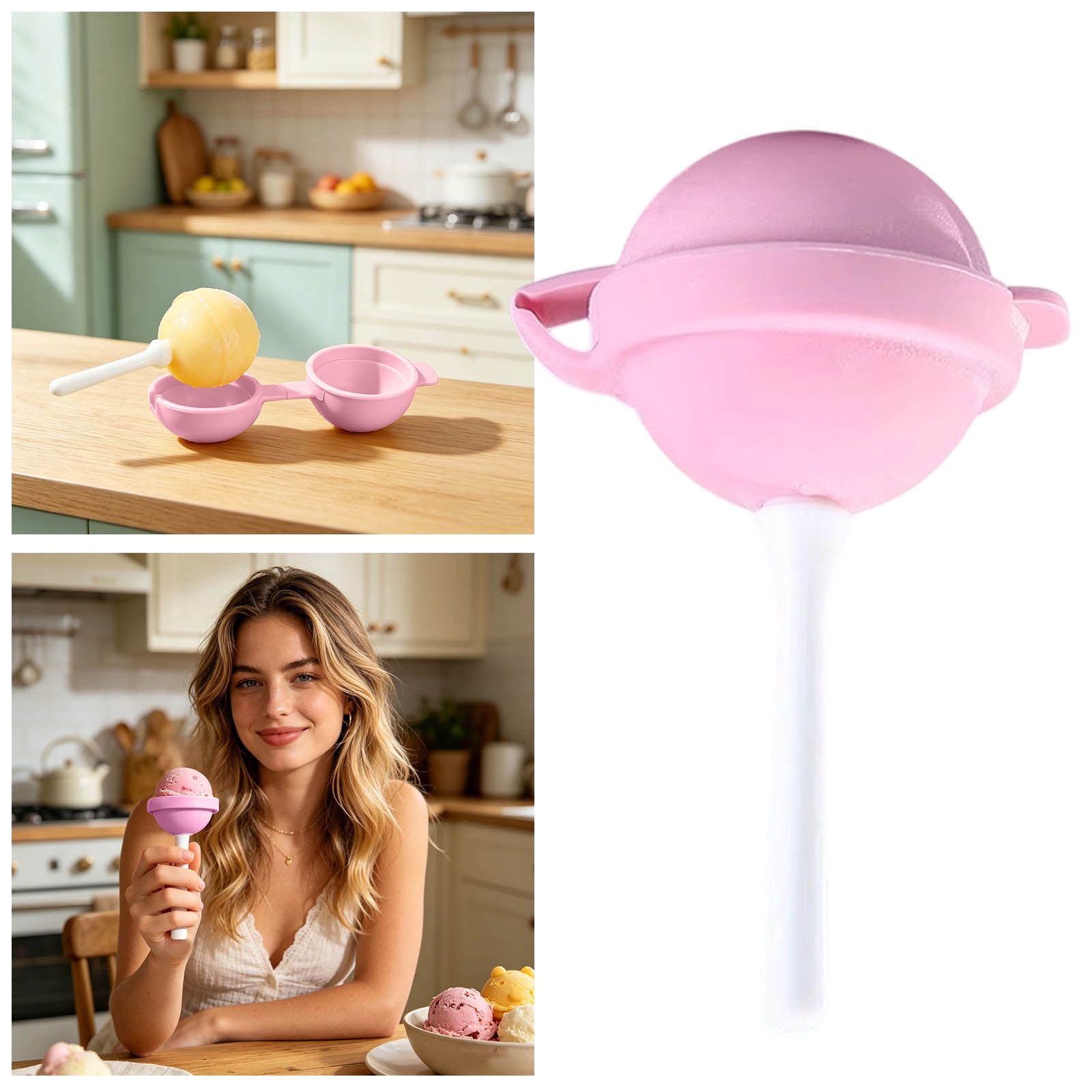HaiXin Hub Reusable Lollipop-Shaped Ice Mold, Easy Release Popsicle Maker,Blue and yellow