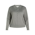 thumbnail image 5 of Free Assembly Women’s and Women's Plus Cozy Yarn Crewneck Cardigan Sweater with Long Sleeves, Midweight, Sizes XS-4X, 5 of 5