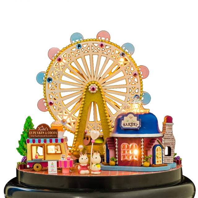 Bangcool Grande Roue de Construction Fait Main Maison Miniature Jouet Éducatif Kit de Modèle DIY