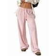 thumbnail image 2 of Women'S Wide Leg Sweatpants Drawstring Baggy Trousers High Waisted Loose Casual Jogger Pants Pink XL, 2 of 9