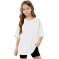 thumbnail image 6 of 5-15 Years Kids Girls Plus Size T Shirt Crew Neck Short Sleeve Top Casual Loose Summer Lounge School Blouse for Children, 6 of 8