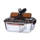 thumbnail image 1 of Lonchera de vidrio con compartimento para guardar alimentos frescos, rectangular, para horno microondas, resistente al calor, caja de regalo., 1 of 3