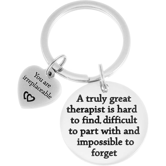 Therapist Gifts Keychain for Mental Health Therapists, SLP, Occupational, Respiratory Therapist - Stainless Steel Keychain, Engraved Thank You Gift