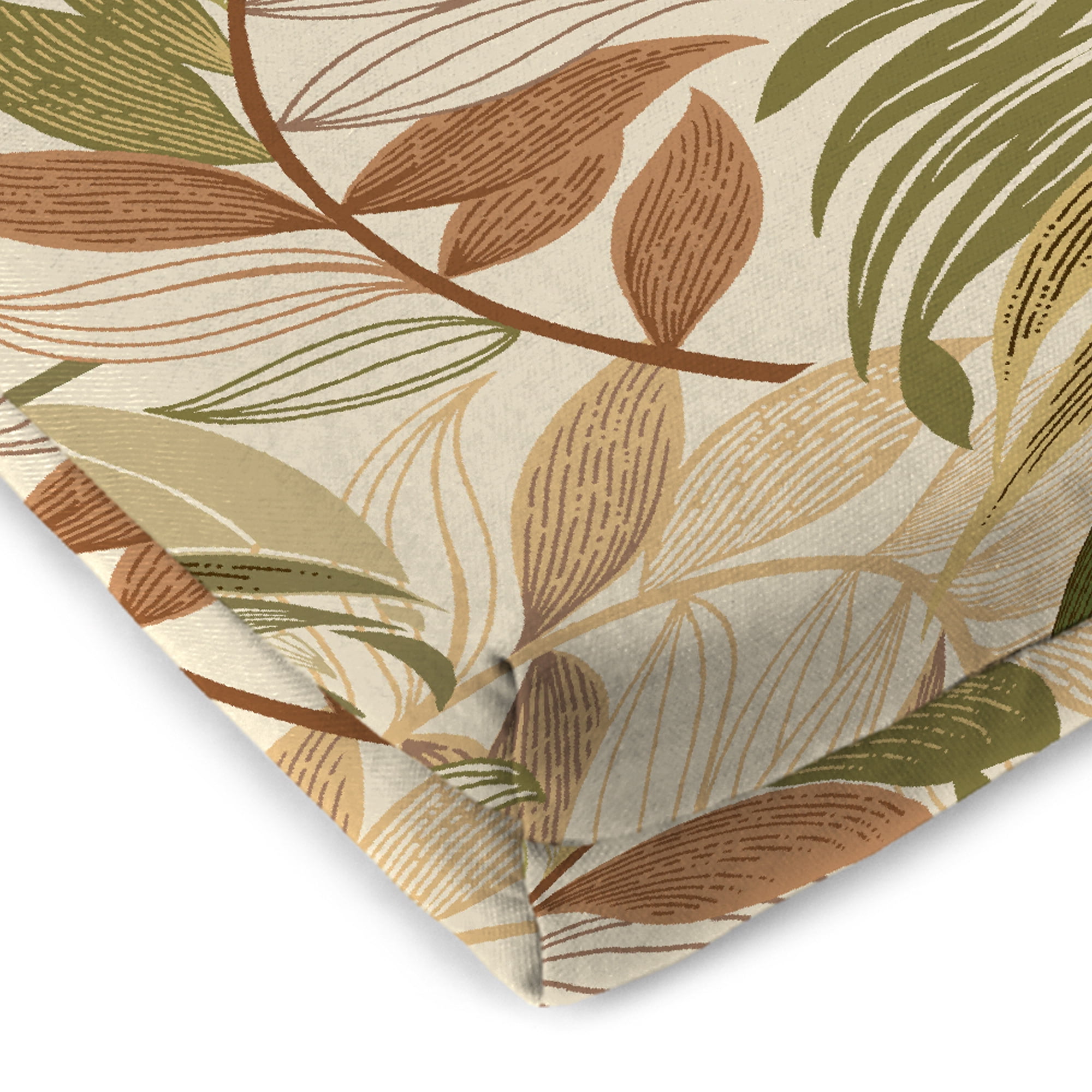 Jordan Manufacturing 48" x 18" Oasis Nutmeg Beige Leaves Rectangular Outdoor Settee Swing Bench Cushion with Ties