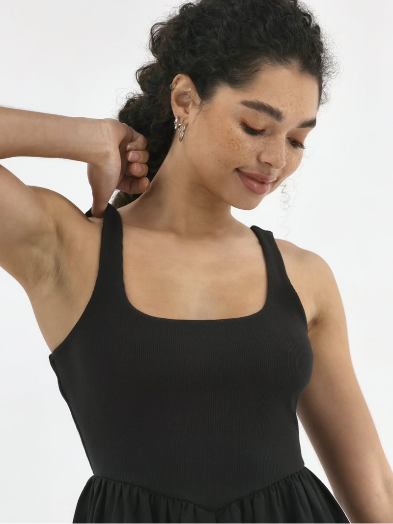 No Boundaries V Waist Mini Tank Dress, Women's and Women's Plus No Boundaries V Waist Mini Tank Dress, Women's and Women's Plus