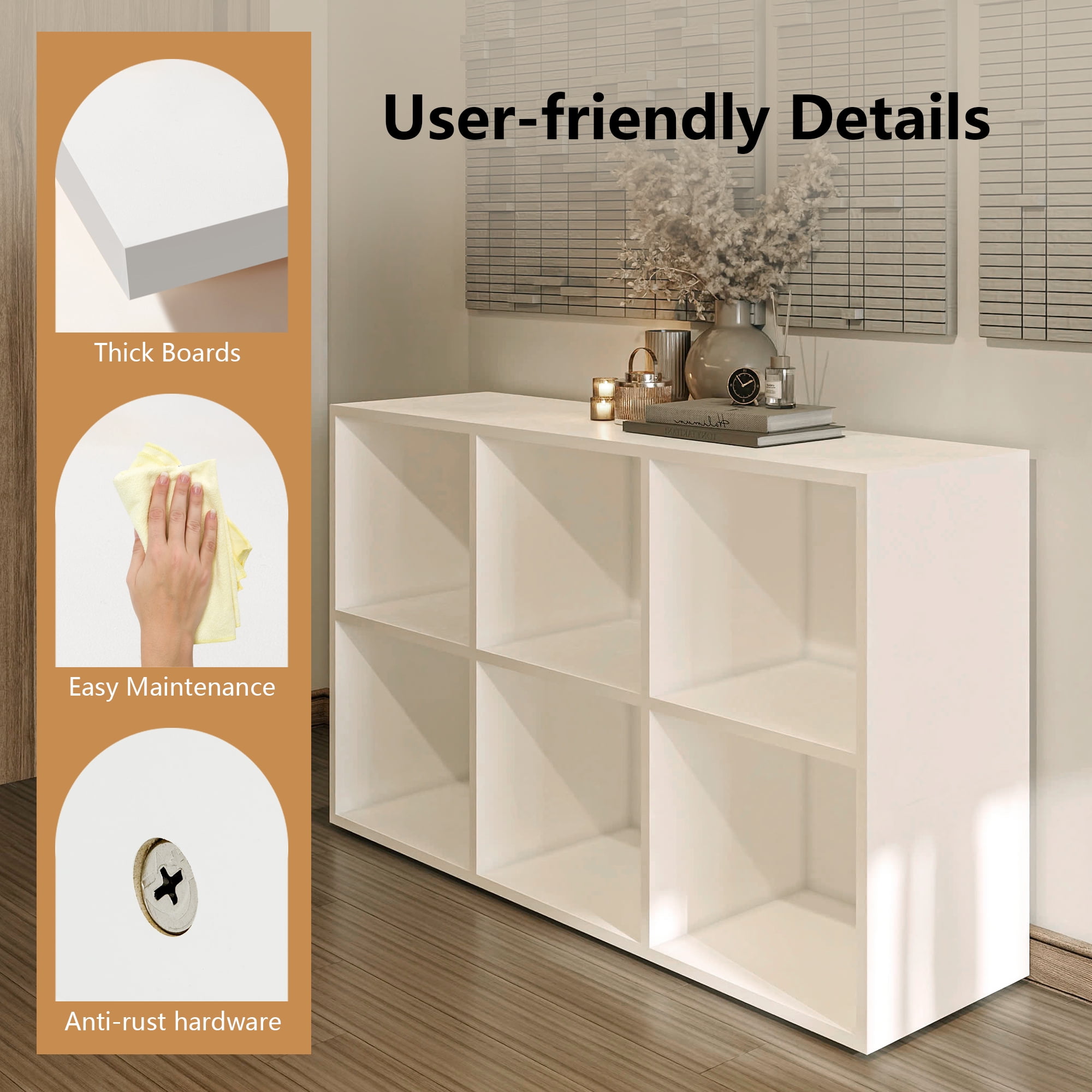 2PCS 6-Cube Storage Organizer | Open Cubby Shelving Unit Bookcase for Home Office, Bedroom, Closet & Display Storage White