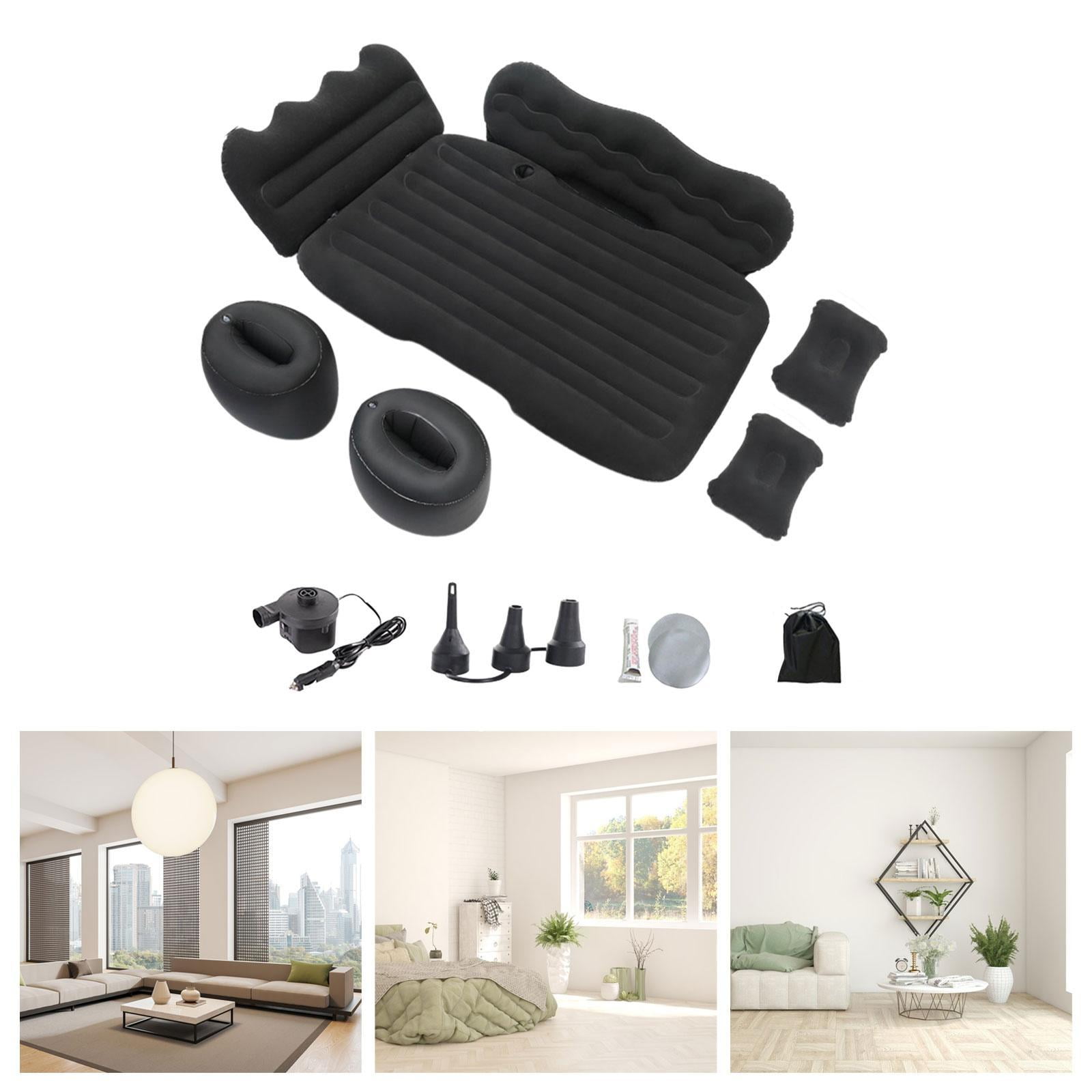 Wswqop Generic Inflatable Car Air Mattress Backseat Sleeping Bed Pillow Automotive Road Black