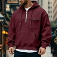 thumbnail image 2 of Men's Half Zip Hoodies Coat Long Sleeve Hooded Sweatshirts Coats Athletic Jacket with Pockets & Drawstring Fall Winter Sweatshirt Fashion Tops Basic Jacket Warm Pullover, 2 of 6