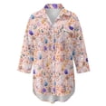 thumbnail image 4 of Xoenoiee Pink Rabbit Bunny Egg Flower Print Womens Swimsuit Coverups Easter Button Down Swimwear Shirts Lapel Collar Bathing Suit V Neck Bikini Cover Ups Beach Outfits, Size 2XL, 4 of 7