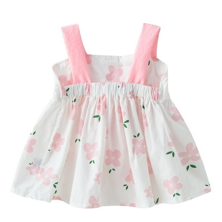

Tengma Toddler Girls Dresses Princess Floral Clothes Dress Kids Sleeveless Summer Baby Heart Dress&Skirt Princess Dresses Pink 80
