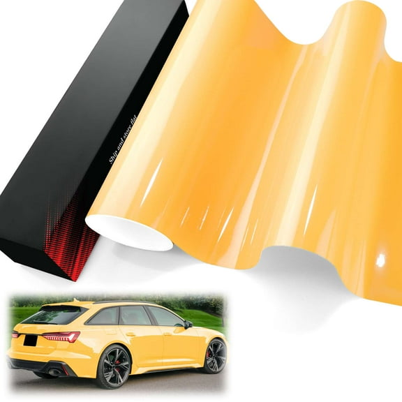 PET Liner Vinyl Super Gloss Sunflower Yellow Automotive Wrap Car Vehicle Bubble Free Air Release