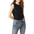 thumbnail image 6 of MODA NOVA Junior's Ruffle Trim Tank Top Sleeveless Cotton T Shirts Black L, 6 of 6