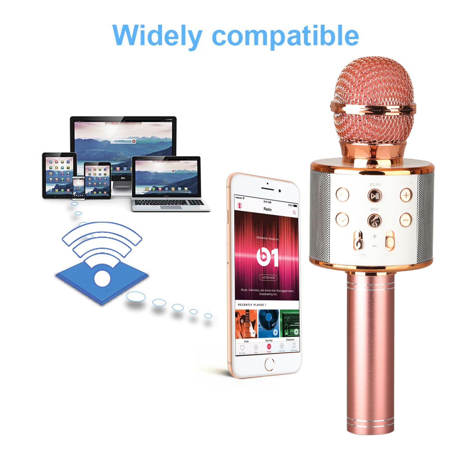 Portable Microphone and Easter Home Party Birthday Speaker for iPhone/Android/iPad/Huawei/All Smartphone Aztine Handheld Wireless Bluetooth Karaoke Microphone for Adults 