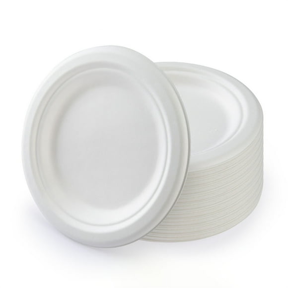 Under 10$ Oimcto 6-Inch Disposable Molded Pulp Party Plate,Disposable Disc Tableware 6 Inch Paper Plate Disposable Pulp Plate Can Be,Include:1 Plate * 5