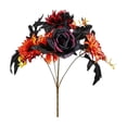 thumbnail image 2 of Voglyf Halloween Bouquet Dark Wind Rose Sunflower Dahlias Flower, Dark Tone Bloom With Black Foliage, Fake Floral Arrangement for Vase Table Porch Mantel Autumn Halloween Party Gift,Multicolor, 2 of 7
