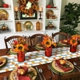 thumbnail image 3 of Fall Striped Pumpkin Table Runner-Cotton Linen- 72 Inch Holiday Dresser Scarves, Thanksgiving Farmhouse Wood Grain Tablerunner for Kitchen Coffee/Dining Bedroom Living Room Dinner Scarf Décor 14x72, 3 of 7