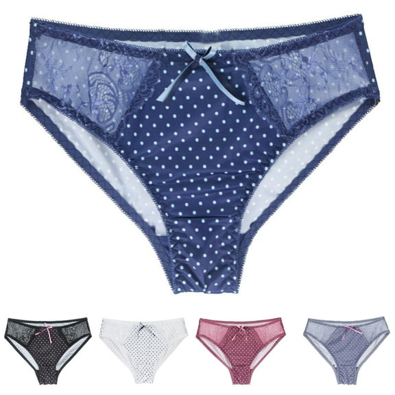 Zpanxa Panties for Women, Women's High Slit Waist Panties Thick Padding Butt Enhancer Striped Polka Dot Design Oversized Comfortable Briefs