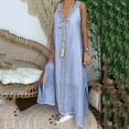 thumbnail image 4 of Sakmal Plus Size Summer Dresses for Women Blue Maxi Sundress Flowy Dress Lace Sleeveless Dresses, 4 of 7