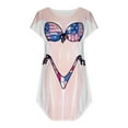 thumbnail image 2 of Fankiway Chemise de Bikini pour Femmes Couverture Manches Courtes Imprimé Bikini Mignon Robe T-Shirt Ample Robes d'Été pour Femmes Robes pour Femmes Grande Taille Liquidation, 2 of 4