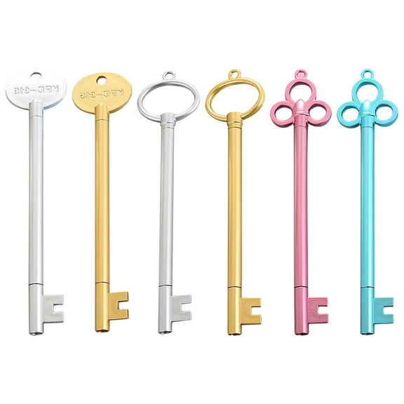 6Pcs Key Styling Pen Vintage Design For Stationery And Student Use 0.5Mm Water Pen