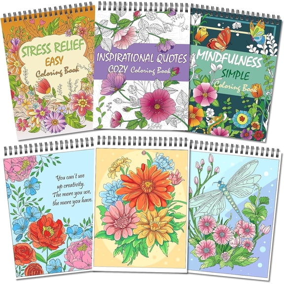 Kalysky 3 Adult Relaxation Coloring Book, Inspirational Quotes Floral Coloring Books
