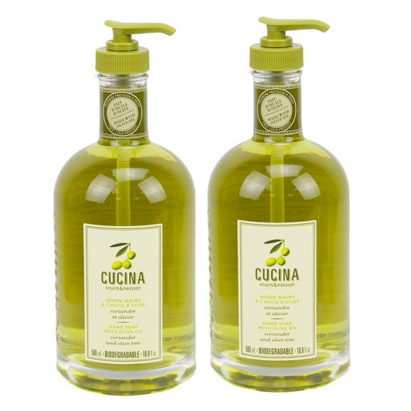 Fruits & Passion Cucina Coriander and Olive Tree Biodegradable Liquid Hand Soap 16.9 Ounces - 2 Pack