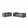 thumbnail image 5 of Accent Large Sofa with High Density Sponge,Chesterfield Velvet Sofa,3+2 Seater Deep Seat Sofa with Button Nailhead,Square Arm Couches,Furniture for Living Room,Bedroom,Grey, 5 of 7