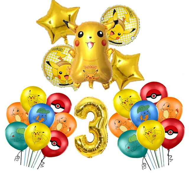 New Pink Pokemon Birthday Decorations Pikachu Party Tableware Balloons Plates Napkin Backdrop Decor Balloons For Boys Party